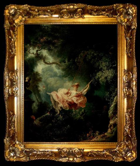 framed  Jean-Honore Fragonard The Happy Accidents of the Swing, ta009-2
